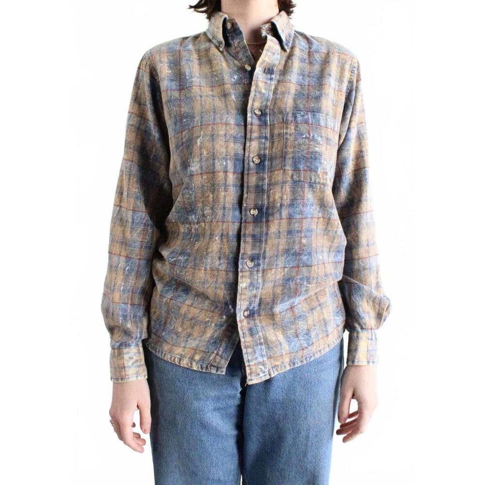 NEW RCYCLD acid wash flannel shirt in multi